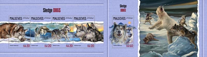 Z08 IMPERF MLD18303ab MALDIVES 2018 Sledge dogs MNH ** Postfrisch