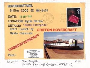 GB HOVERCRAFT Commemorative Flight Cover Griffon Hythe 1989 AX194