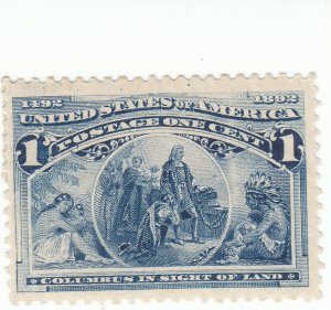  Scott # 230 - 1c Deep Blue - Mint Hinged - SCV - $15.00