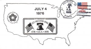 USA BICENTENNIAL TOUR SCARCE PRIVATE CACHET CANCEL AT PATRIOT, IN JULY 6 1976