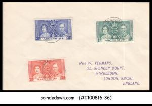 ASCENSION - 1937 KING GEORGE VI CORONATION - 3V - FDC