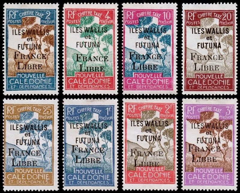 Wallis & Futuna Islands Scott J24-25, J27, J29-30, J34-36 (1943) Mint H VF C