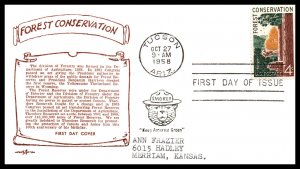 US 1122 Forest Conservation Pent Arts Typed FDC