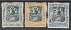 BARBADOS 1907 NELSON SET WMK MULTI CROWN CA