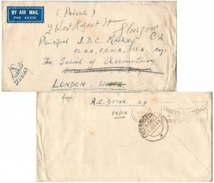 India Soldier's Free Mail 1945 Experimental P.O. B-530, India Airmail to Lond...