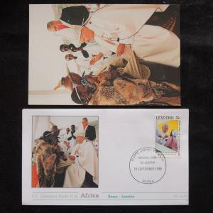 ZS-S376 LESOTHO - John Paul II, Visit To Africa, W/Photo, 1988, Fdc Cover