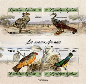 TOGO - 2023 - African Birds - Perf 4v Sheet - Mint Never Hinged