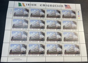 IRELAND # 1168-MINT/NEVER HINGED-PANES OF 16--IRISH EMIGRATION--1999