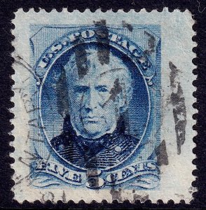 US Scott 185, 1879 Taylor, 5c blue, VERY FINE USED *Big Jumbo*