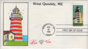 Set of 5 Julian Pugh Hand Painted FDCs for the 1990 Lighthouses Booklet Stamps