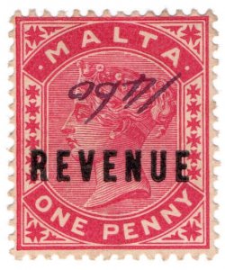 (I.B) Malta Revenue : Duty Stamp 1d