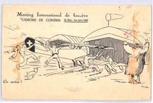 SWITZERLAND AirMail COMIC AVIATION Card 1925 Geneva TRIANGULAR Semi-Postals PH13