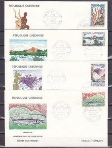 Gabon, Scott cat. 236-239. Fish, Waterfall, Hunting issue. 4 First day covers. ^