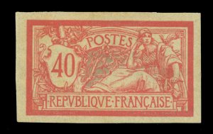 FRANCE  1900 Liberty & Peace  40c red &pale blue Scott #  121a IMPERF mint MH XF