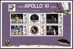 Maldives 2016 af, MNH. Mi 2252-2257 klb. Apollo 11. Apollo 16, 17 crews. Eagle.