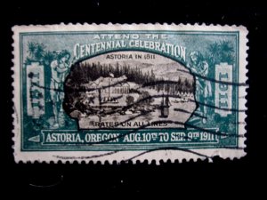 US - ASTORIA, OREGON CENTENIAL CELEBRATION POSTER STAMP - ca 1911 