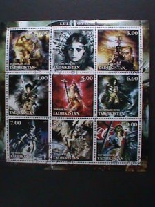 ​TAJIKISTAN STAMP:2001 FAMOUS NUDE PAINTING-LUIS ROYO-CTO-STAMP S/S SHEET-VF