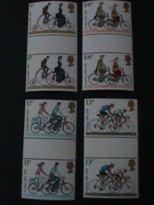 ​GREAT BRITAIN-SC#843-6 CENT.OF 1ST CYCLING ORGANIZATION-GUTTER PAIRS MNH