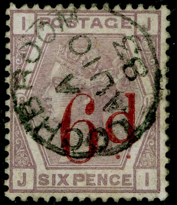 SG162, 6d on 6d lilac plate 18, FINE USED, CDS. Cat £150. JI