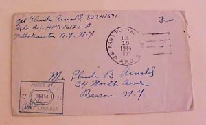 US  APO 881 BOMBAY INDIA CENSOR COVER JULY 1944