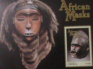 ​LIBERA-WORLD FAMOUS AFRICAN MASKS MNH S/S VERY FINE WE SHIP TO WORLDWIDE