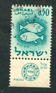 Israel #201 Fishes Zodiac Sign used single with tab