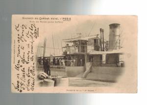 1899 Paris France RPPC Postcard Cover to Jersey Channel Island England Navy Ship