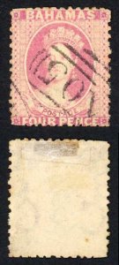 Bahamas SG27 4d dull rose wmk crown CC Cat 60 pounds