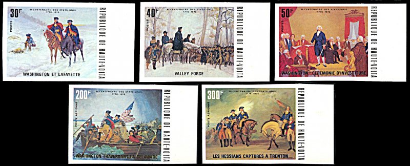 Upper Volta 365-367,C209-210, MNH imperf., American Revolution Bicentennial