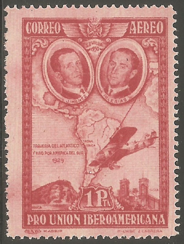 SPAIN Sc# C55 MH FVF Map Airplane Spanish American Expo 1930