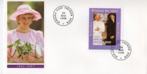 Burkina Faso 1998 Sc#1127A Pope John Paul II with Princess Diana Deluxe S/S FDC