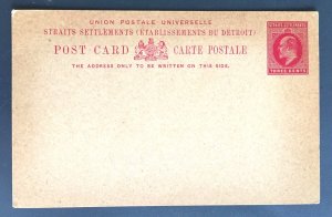 Malaya Straits Settlements 1903 KEVII Post Card 3c Reply Card Unused ISC#P22