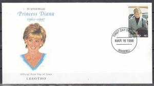 Lesotho, Scott cat. 1089 B. Lady Diana value. First day Cover. ^