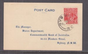 AUSTRALIA, 1931 CBA Stores Acknowledgment of Order Card, Sydney, KGV 2d.