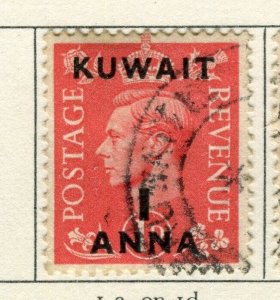 KUWAIT; 1948 early GVI surcharged issue fine used 1a. value