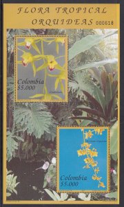 Colombia 1211 Flowers Souvenir Sheet MNH VF