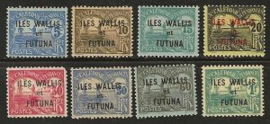 Wallis & Futuna J1-J8, mint, hinged,, one small corner fault. 1920.  (f306)