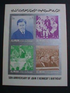 AJMAN-1964-SC#23-26 50TH ANNIV: BIRTHDAY-JOHN F. KENNEDY IMPERF: MNH S/S RARE