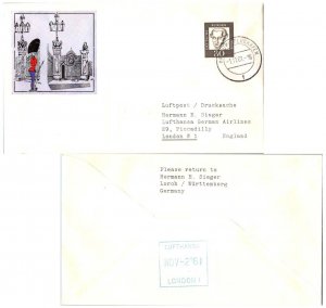 Germany 30pf Immanuel Kant 1961 Hamburg Flughafen Airmail to London, England....