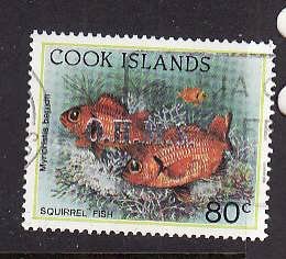 Cook Islands-Sc#O61-used 80c Fish-Official-OHMS-Marine Life-1995-8-