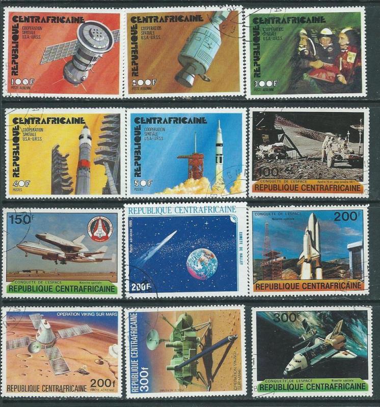 Central African Republic 12 space issues (MNH) CV $5.75