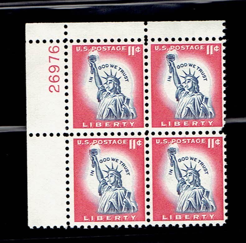 US SCOTT#1044A 1961 STATUE OF LIBERTY PLATE BLOCK [4] - MNH
