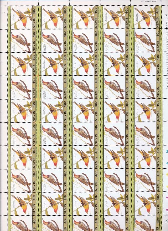 NEVIS Birds Wildlife Perf Sheets MNH x 8 (400 Stamps) You 981