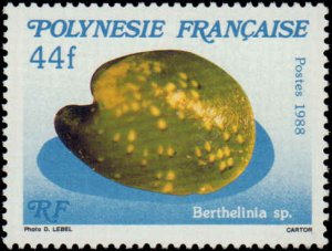 French Polynesia #492-494, Complete Set(3), 1988, Seashells, Hinged