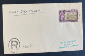 1957 Plymouth Montserrat First Day Registered Cover FDC To Kingston Jamaica