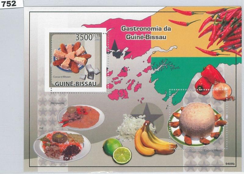 GUINEA BISSAU - ERROR, 2009 MISSPERF SHEET: GASTRONOMY, FRUITS, FOOD