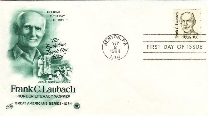 1984, Frank C. Laubach, Artcraft/PCS, FDC (E8328)