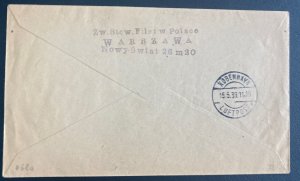 1939 Warsaw Poland First First Airmail Cover FFC To Copenhagen Denmark