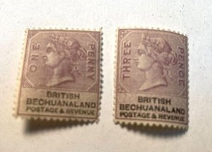 KAPPYSTAMPS BECHUANALAND #11,13 1887 ISSUES MINT HINGED  GS1419