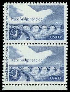 US Scott 1721 VF/MNH Pair - 1977 13¢ Peace Bridge - P.O. Fresh